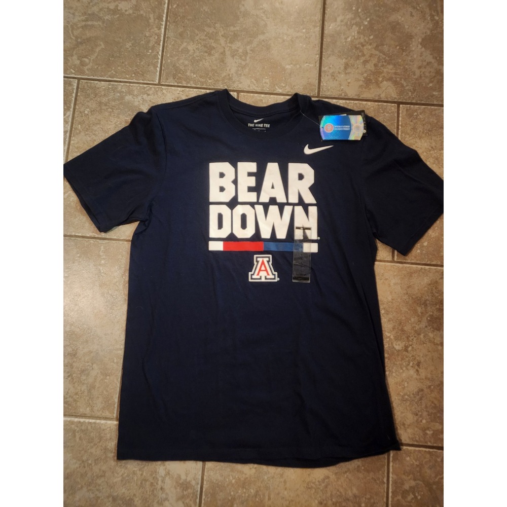 Nike Arizona Wildcats Bear Down T-Shirt Mens Large Navy Blue Athletic Cut NWT
